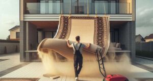 غبارگیری فرش در قالیشویی کاشانک